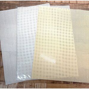 Lot of 3 Quick Count plastic 7-mesh canvas sheets Cream And 2 White